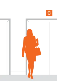 The passenger boards the elevator