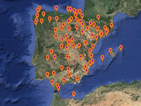 Mapa de ubicaciones de TKE en España