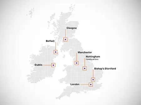 Map of TKE uk locations