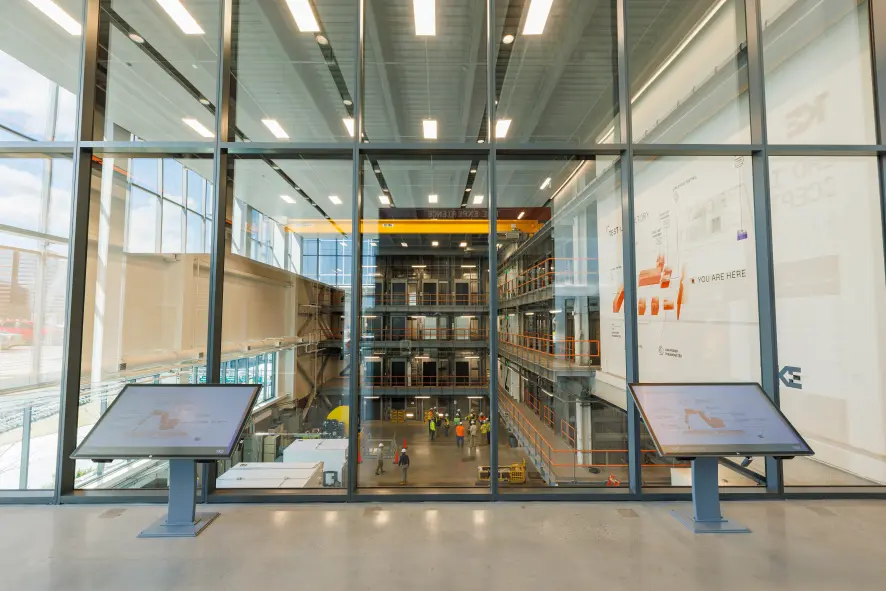 The kiosks overlooking the IQC testing facililty floor.