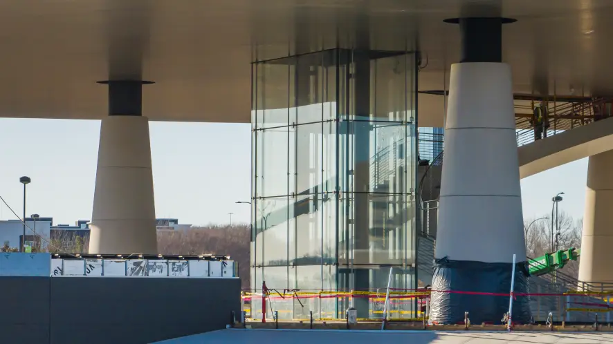 CAPTION: Custom glass elevator by TK Elevator at the National Medal of Honor Museum, opening in Dallas in 2025.