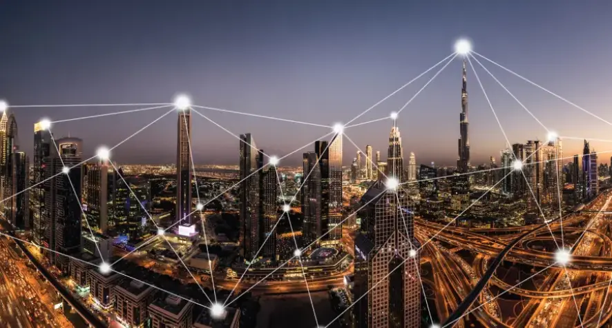 A graphic depicting connectivity in the modern world