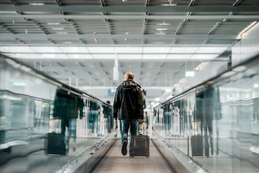 A moving walk in an airport.