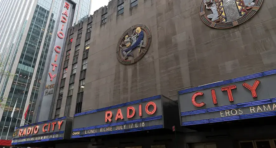 The exterior of Radio City Music Hall