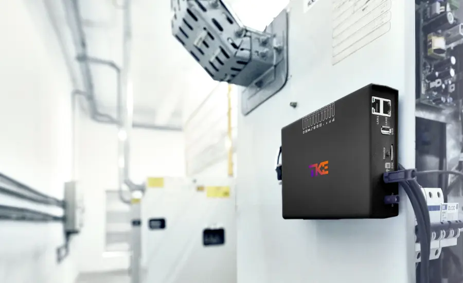
A side profile of a TK Elevator MAX unit.
