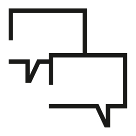 An icon showing a conversation in two text bubbles.