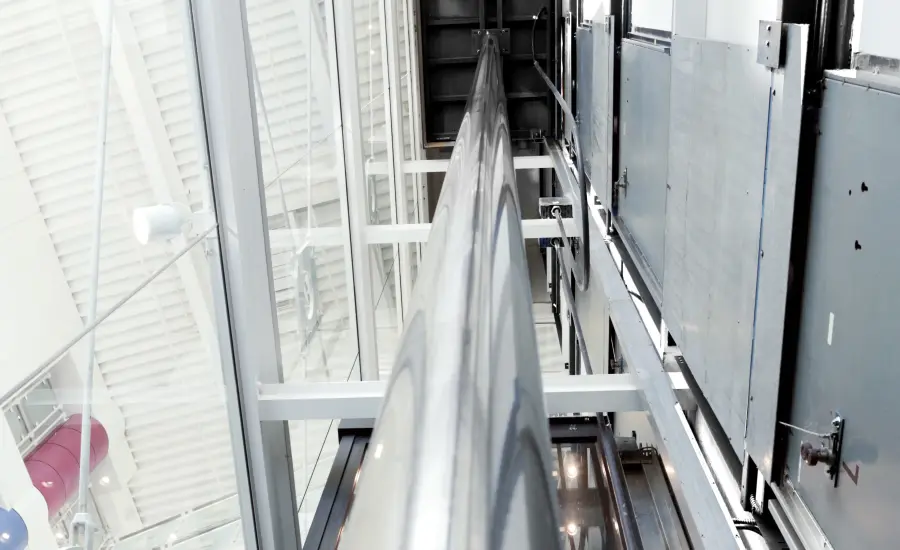 
Hydraulic elevator hoistway.
