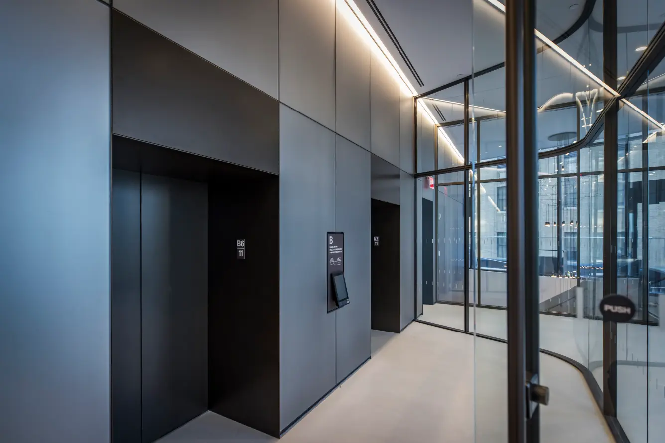 Commercial elevator in an office building, designed for efficient vertical transportation