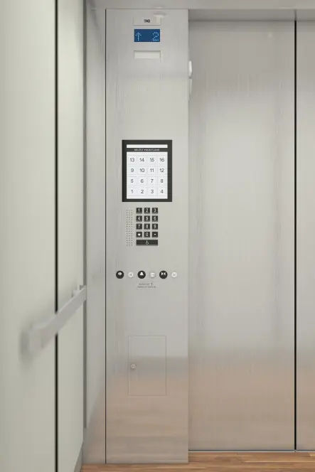 An elevator cab with AGILE In-Car installed