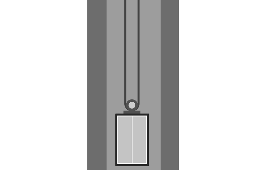 An animated elevator hoistway