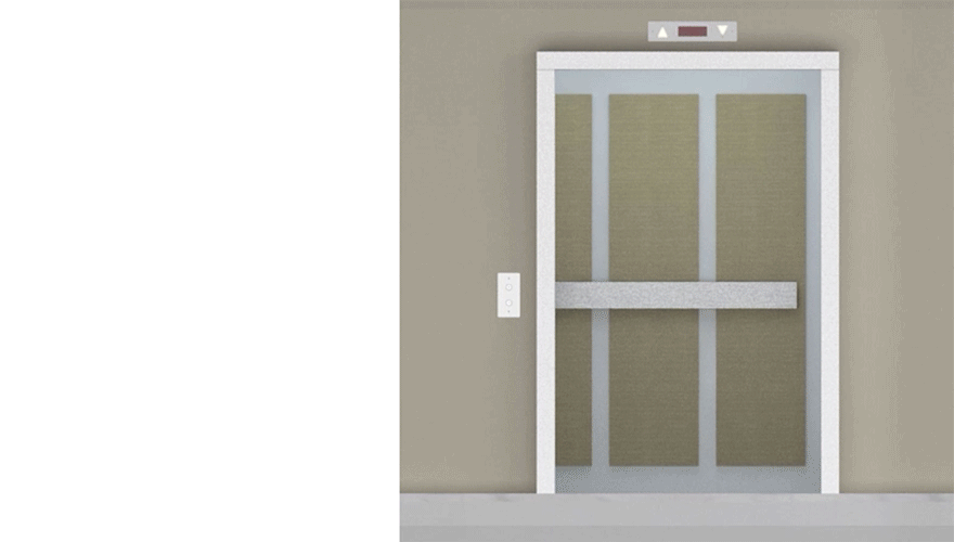 A gif showing the function of two different types of elevator door.
