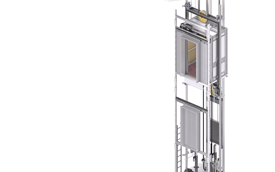 GIF depicting a rail guide on an elevator