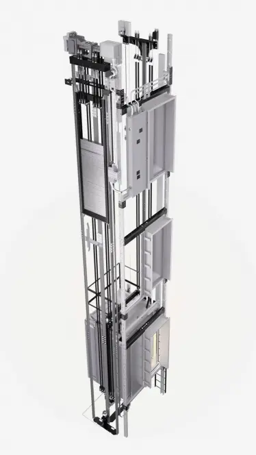 A gif showing the movement of a traction machine room-less elevator.